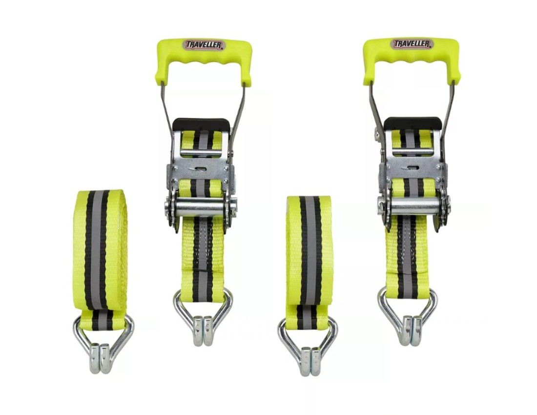 Traveller FH9888 2 in. x 8 ft. Yellow Reflective Ratchet Tie